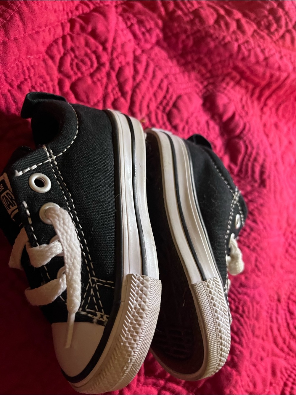 Converse Kids Black and White Low Top Canvas Sneakers - Picture 4 of 8